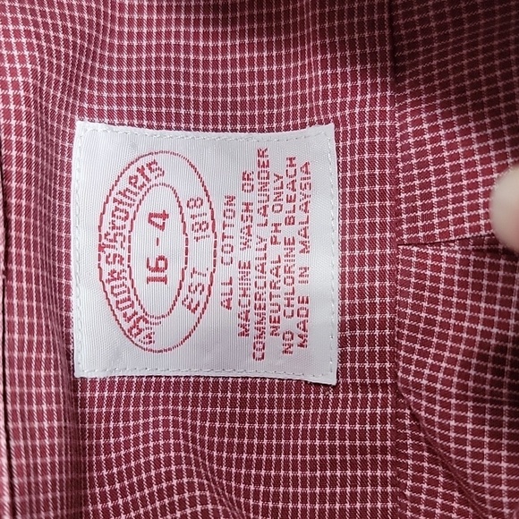 Brooks Brothers Size L (16-4) Burgundy & White Checkered Long Sleeve Button Down - Picture 10 of 11
